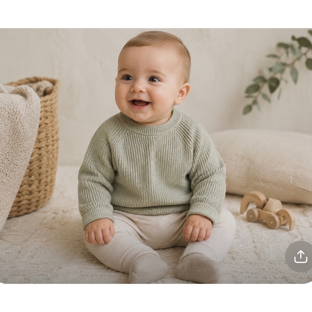 Zara Baby Sage Green Chunky Knit Sweater 6-9 Months Unisex